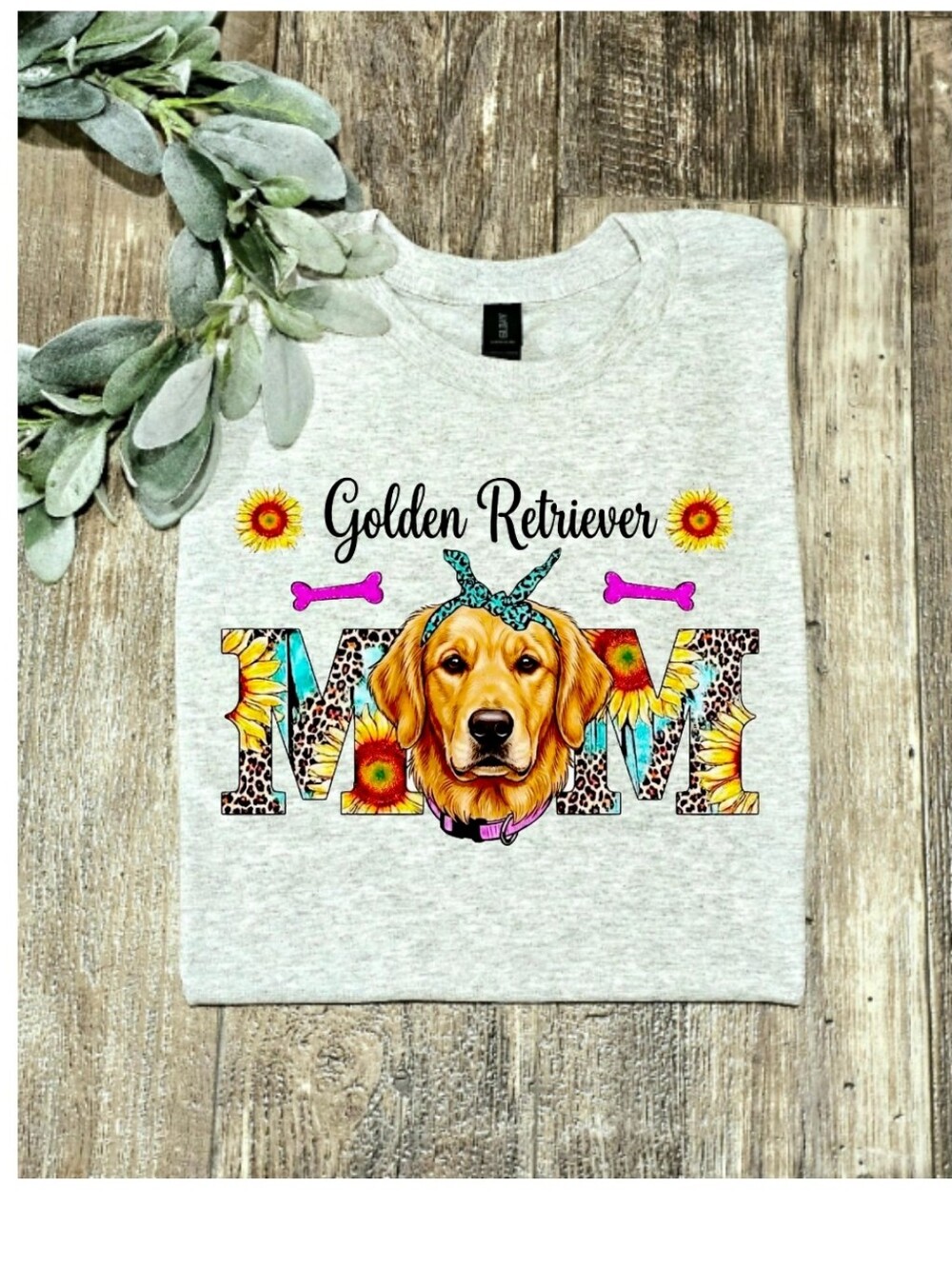 Golden Retriever mom shirt dog mama cute popular cheetah print Sunflower